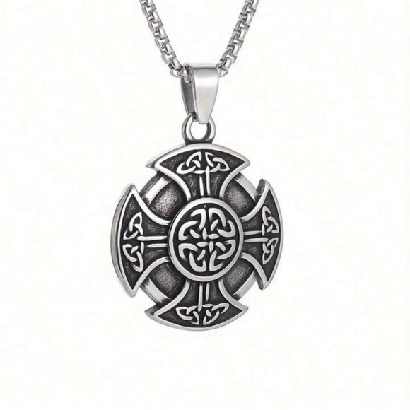 Other - Silver Celtic Cross Pendant Necklace, Celtic Cross Necklace, Shield Necklace